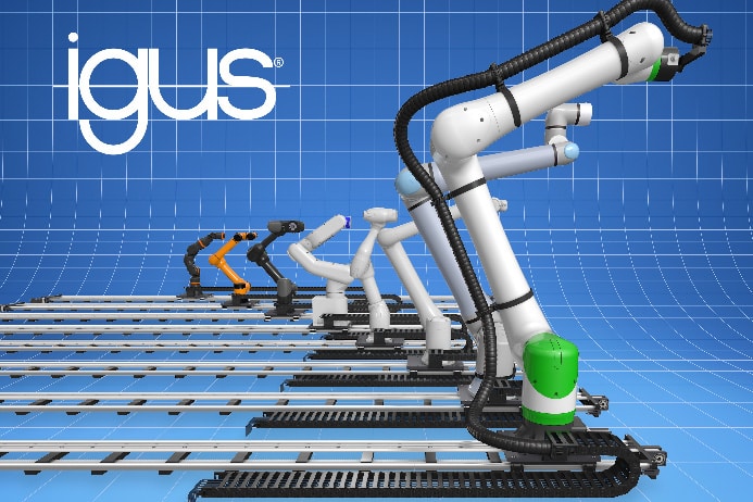 Une plus grande portée pour les robots : le 7e axe d'igus quadruple l'espace de travail 1