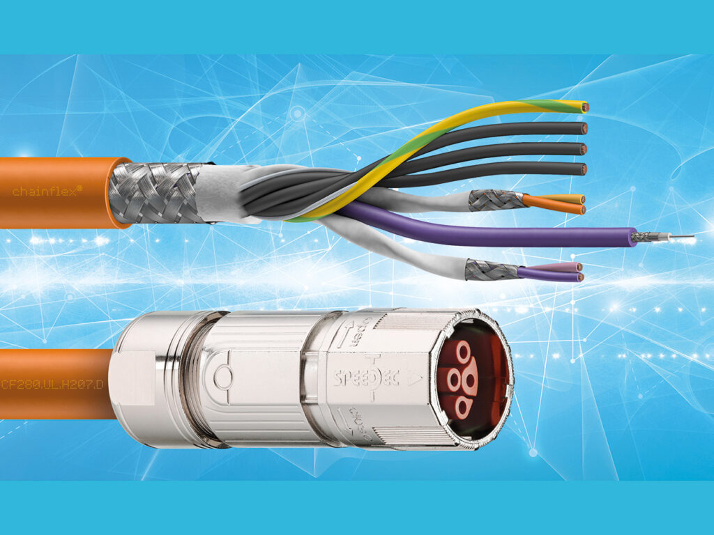 Energie en data gecombineerd in de nieuwe hybridekabel van igus voor SEW-motoren