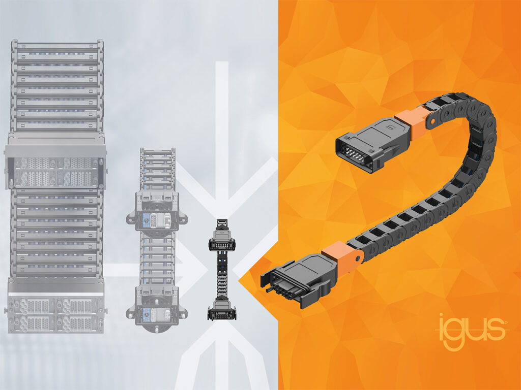 Binnen enkele seconden aangesloten: kleine plug-in kabelrups van igus bespaart 80% montagetijd