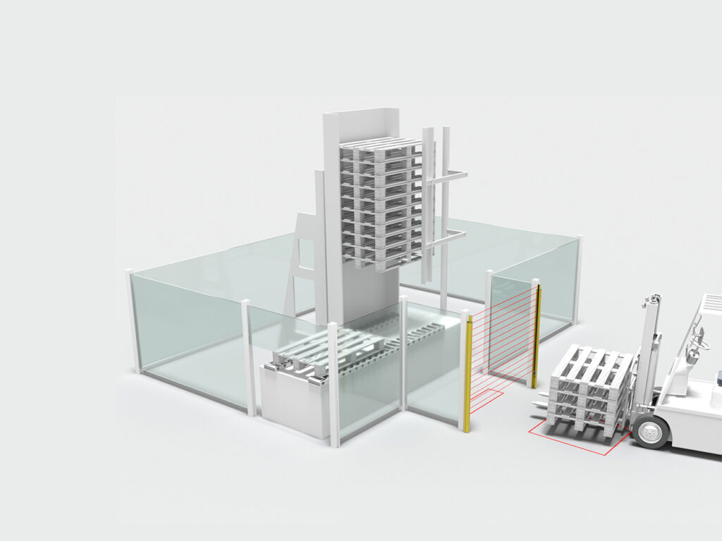 De complete veiligheidsoplossing voor toegangsbeveiliging op palletmagazijnen van Leuze