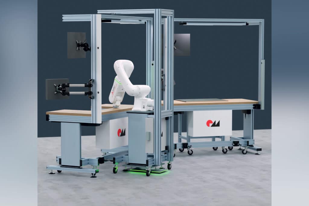 Mobiele Cobot-wagen met automatische positionering